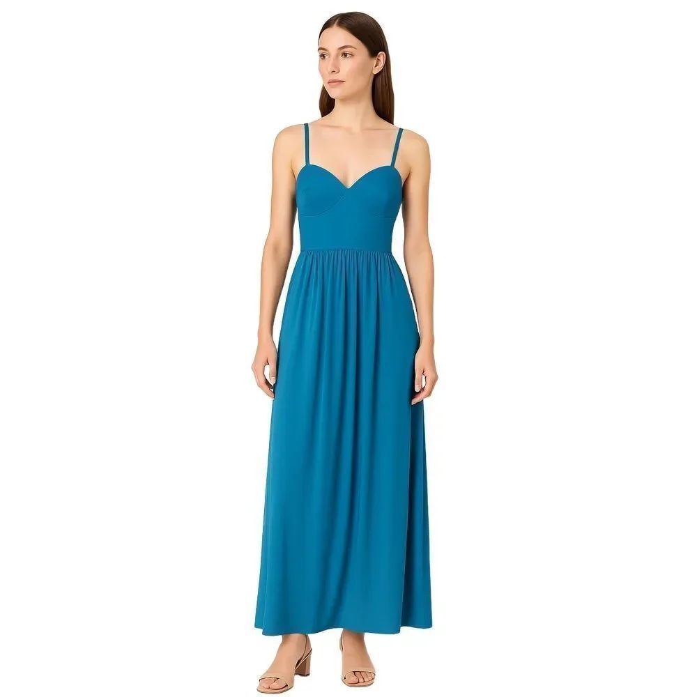 BCBGMaxAzria Kyra Blue Sweetheart Spaghetti Strap Dress Womens Medium